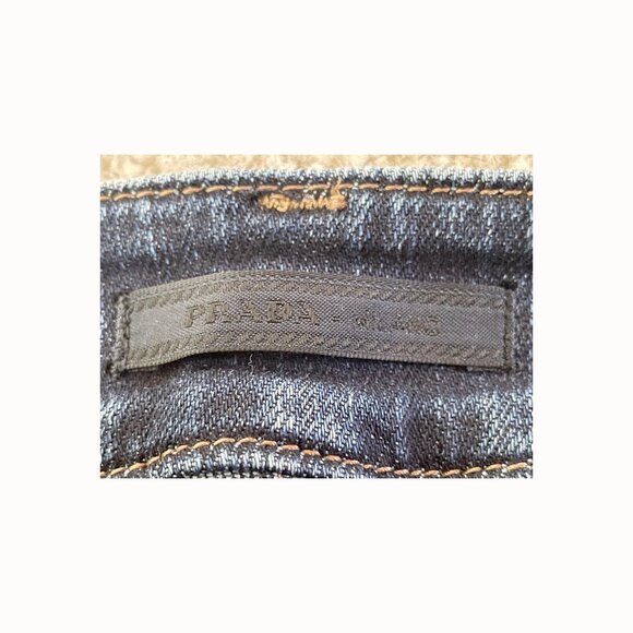 NWT Prada Dark Wash Low Rise Skinny Jeans BACK LOGO PATCH size 25 US 2 orig $875 - Picture 7 of 13